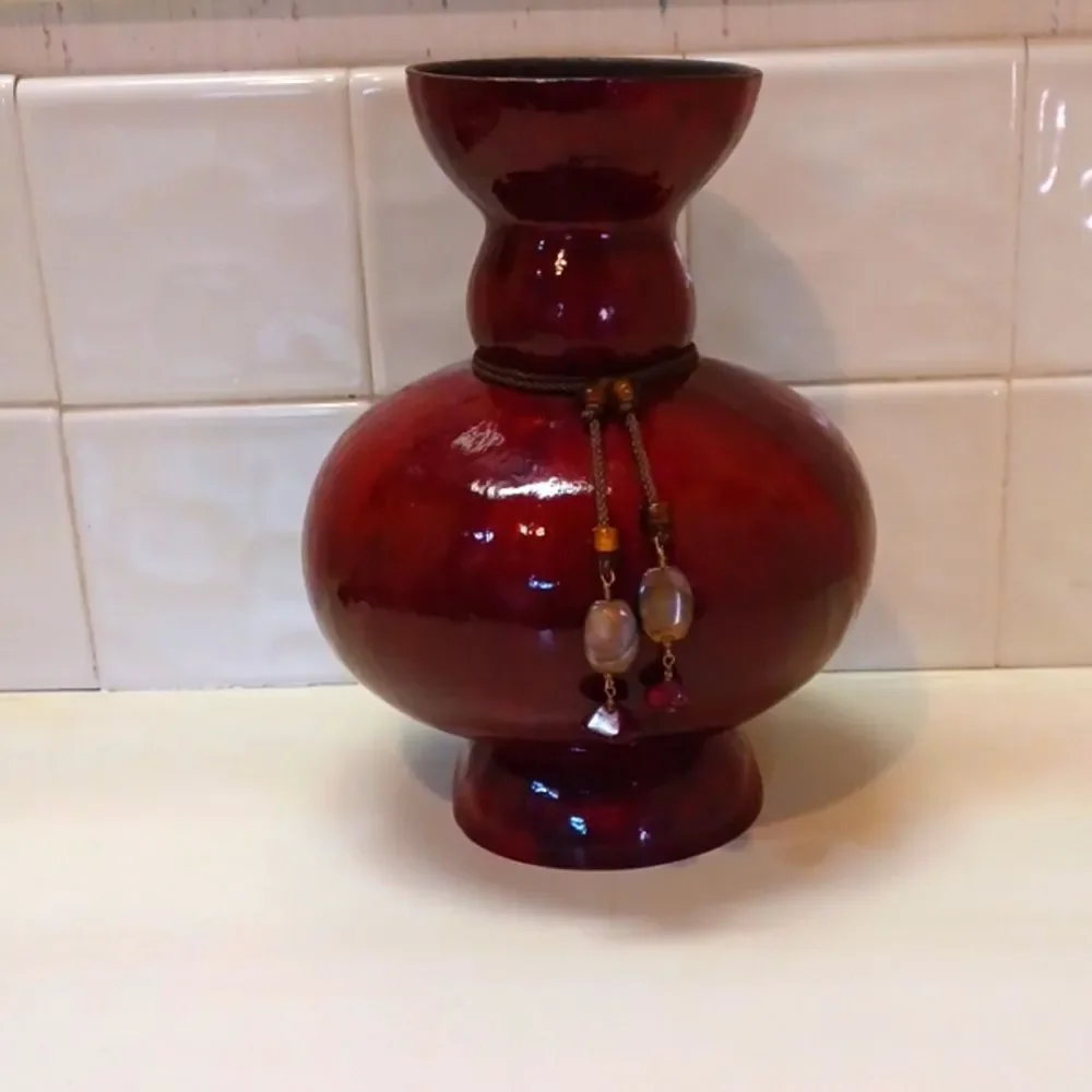 Gourd‎ Finished To A Vase Handcrafted New  10Tx22 Round Signed New